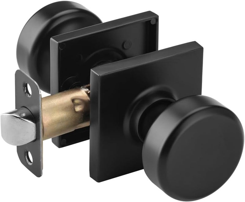 NCSEN Black Interior Door Knobs for Hall & Closet, Pismo Doorknob with Square Rosette, Heavy Duty Passage Door Handle - Image 1